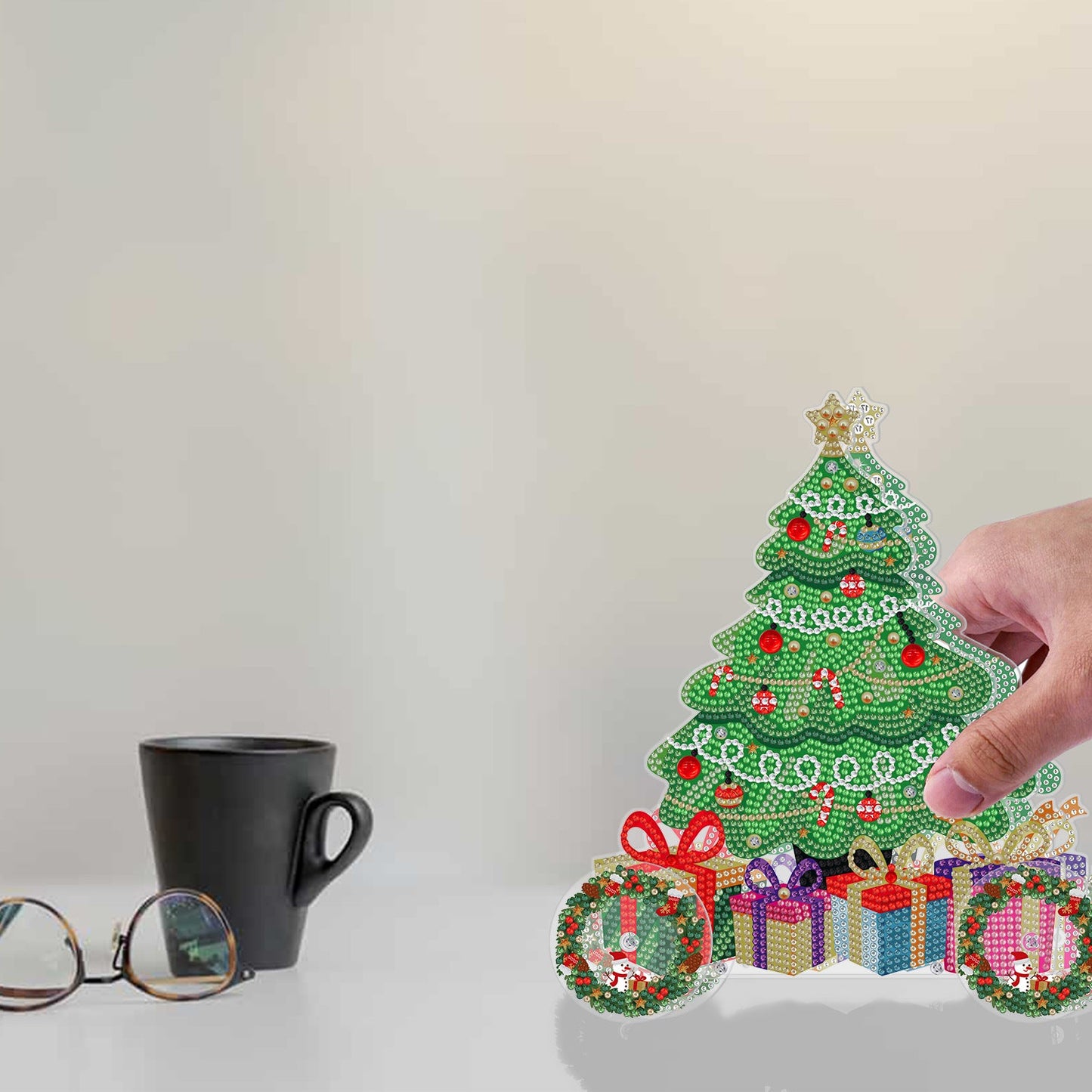 Noël | Voiture de jouet de conduite de peinture de diamant | Décoration de coussin de lumière led