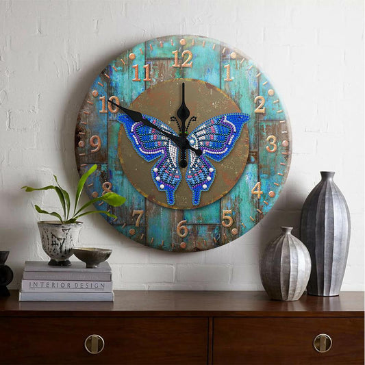 Horloge papillon | Pendentif d'horloge de peinture au diamant de forme spéciale