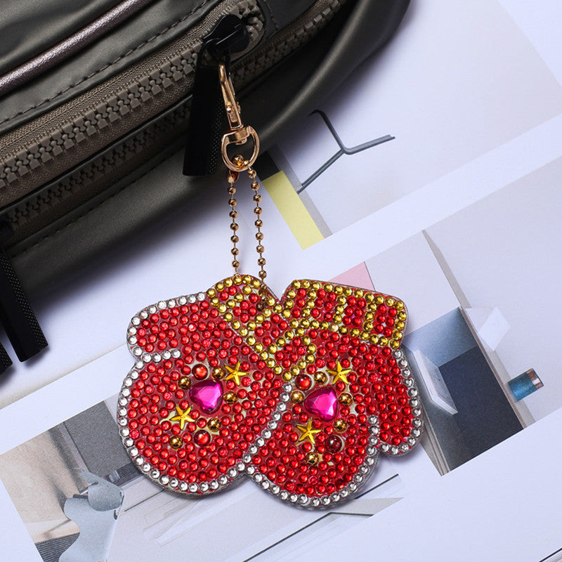 5 pièces bricolage ensembles de noël en forme spéciale pleine perceuse diamant peinture porte-clés avec porte-clés bijoux cadeaux pour fille sacs 