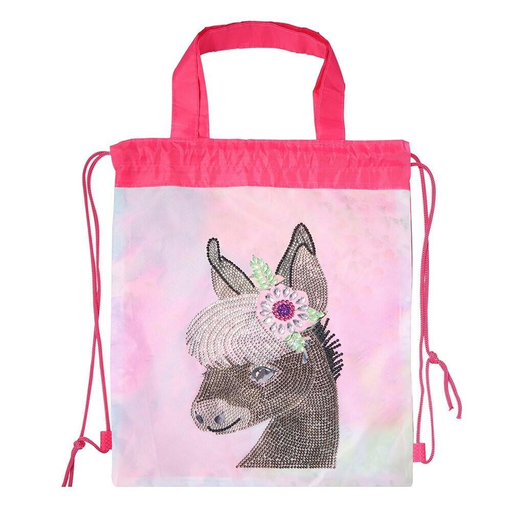 DIY Diamond Painting Backpack Mosaic Drawstring Bag Handbag Diamond Embroidery Kit Student Backpack Storage Bag Animal Picture