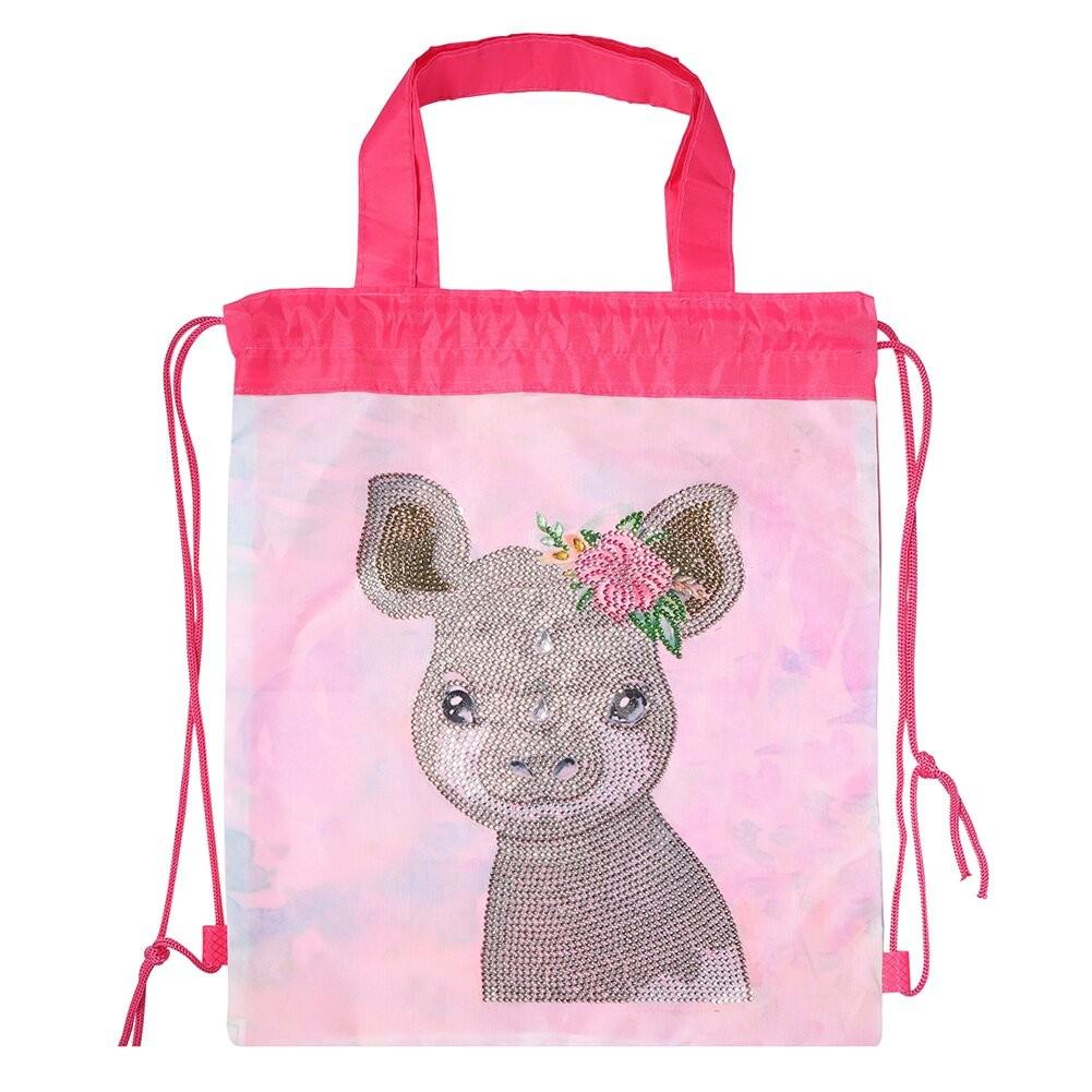 DIY Diamond Painting Backpack Mosaic Drawstring Bag Handbag Diamond Embroidery Kit Student Backpack Storage Bag Animal Picture