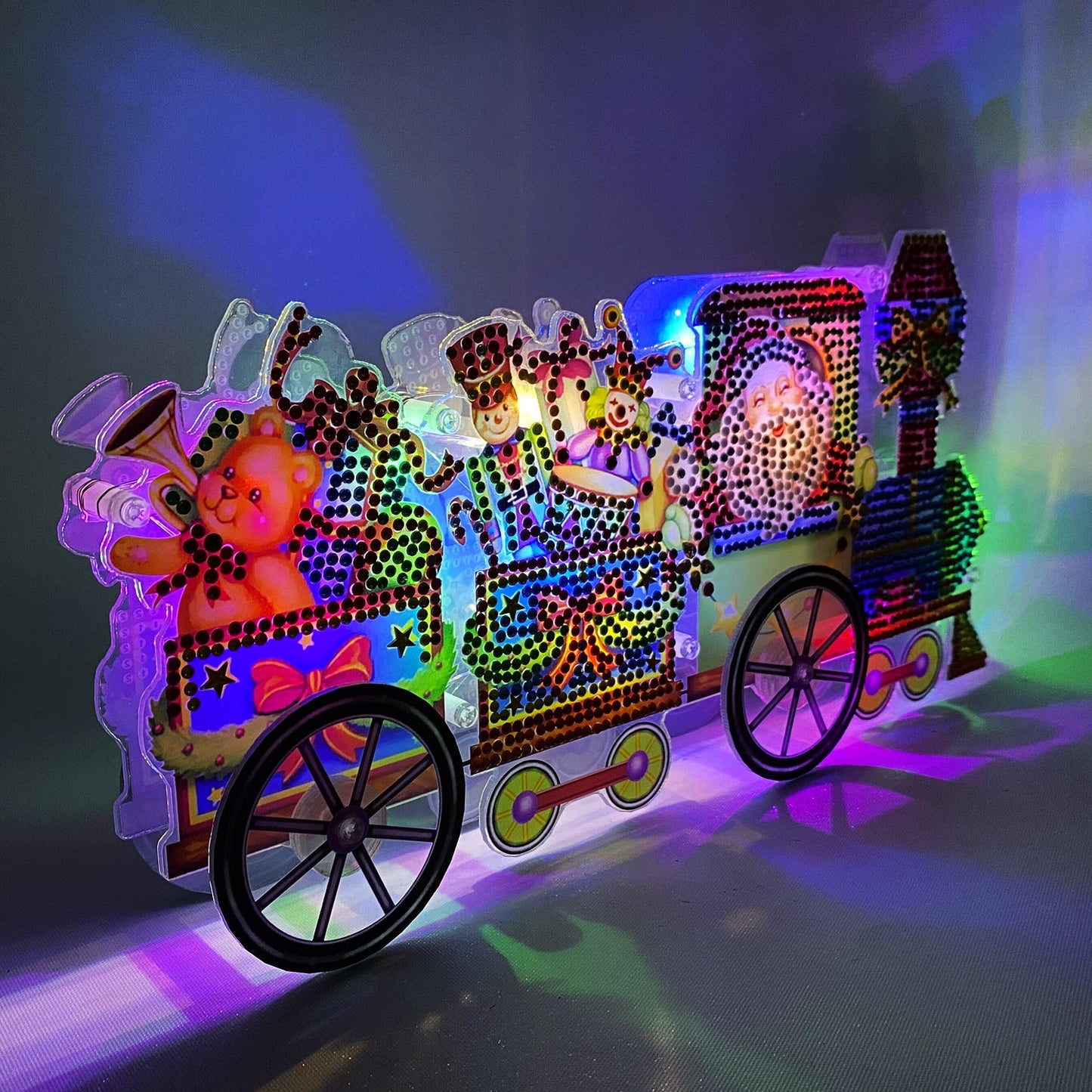 Noël | Voiture de jouet de conduite de peinture de diamant | Décoration de coussin de lumière LED