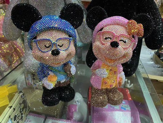 DIY Mickey Mouse - Tirelire avec strass en cristal et peinture au diamant (sans colle)