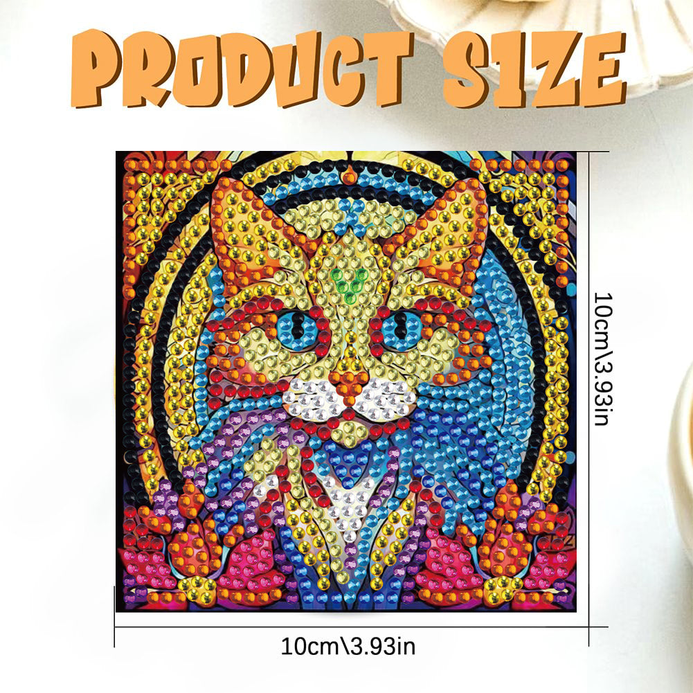 6 pcs set DIY Special Shaped Diamond Painting Coaster  | cat（no holder）