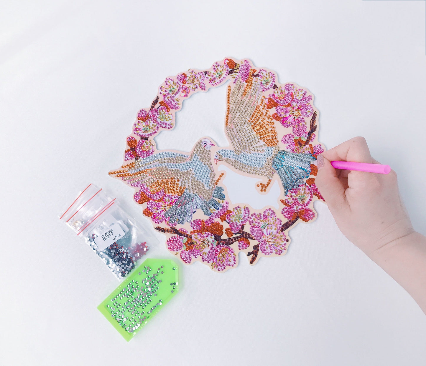 DIY Diamond Painting Wreath - Dove