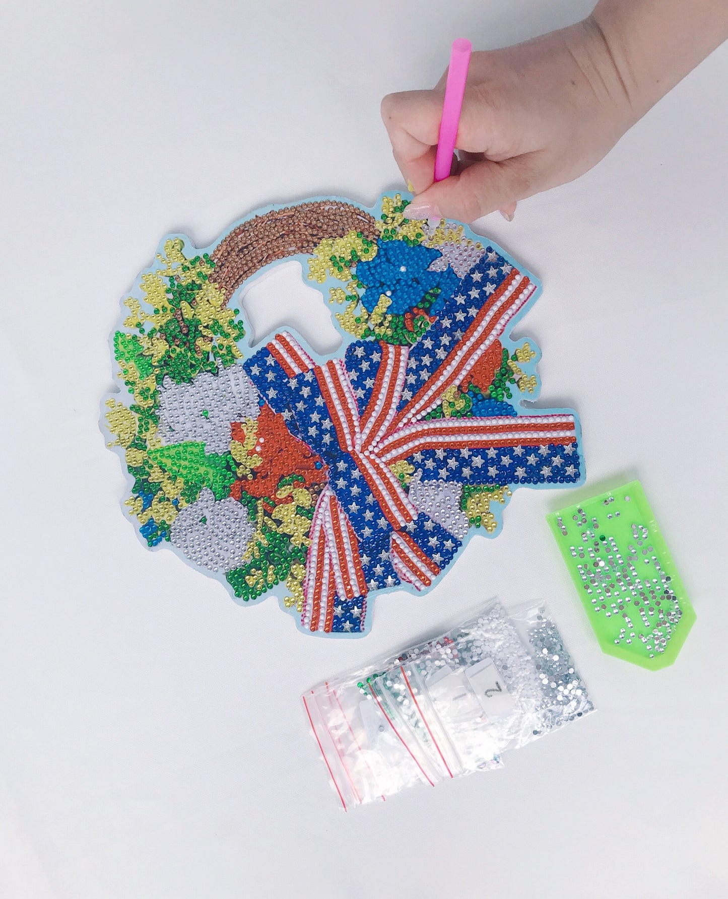 DIY Diamond Painting Wreath - Independence Day