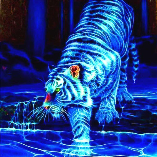 Electric white tiger  | Full Round Diamond Painting Kits