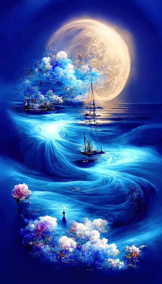 Moon Scenery | Full Round/Square Diamond Painting Kits