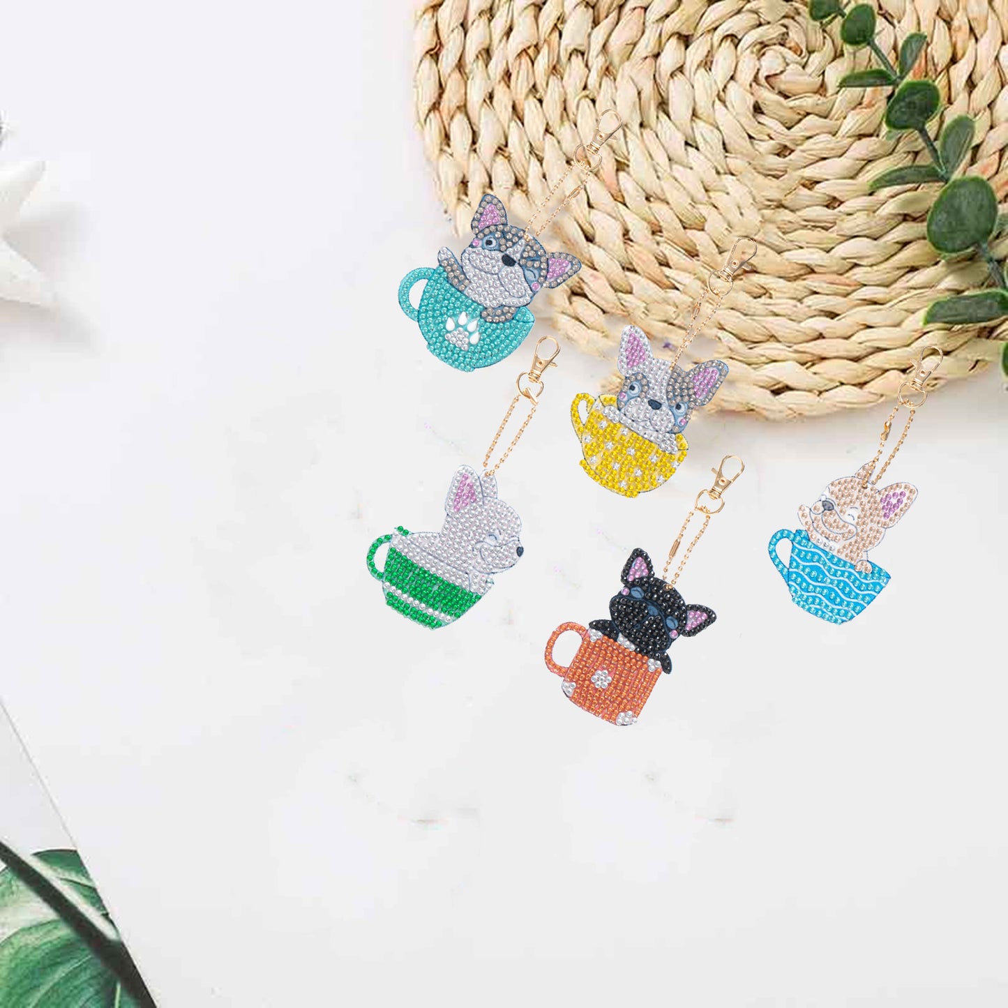 DIY keychain | Dog | Double-sided | Five Piece Set