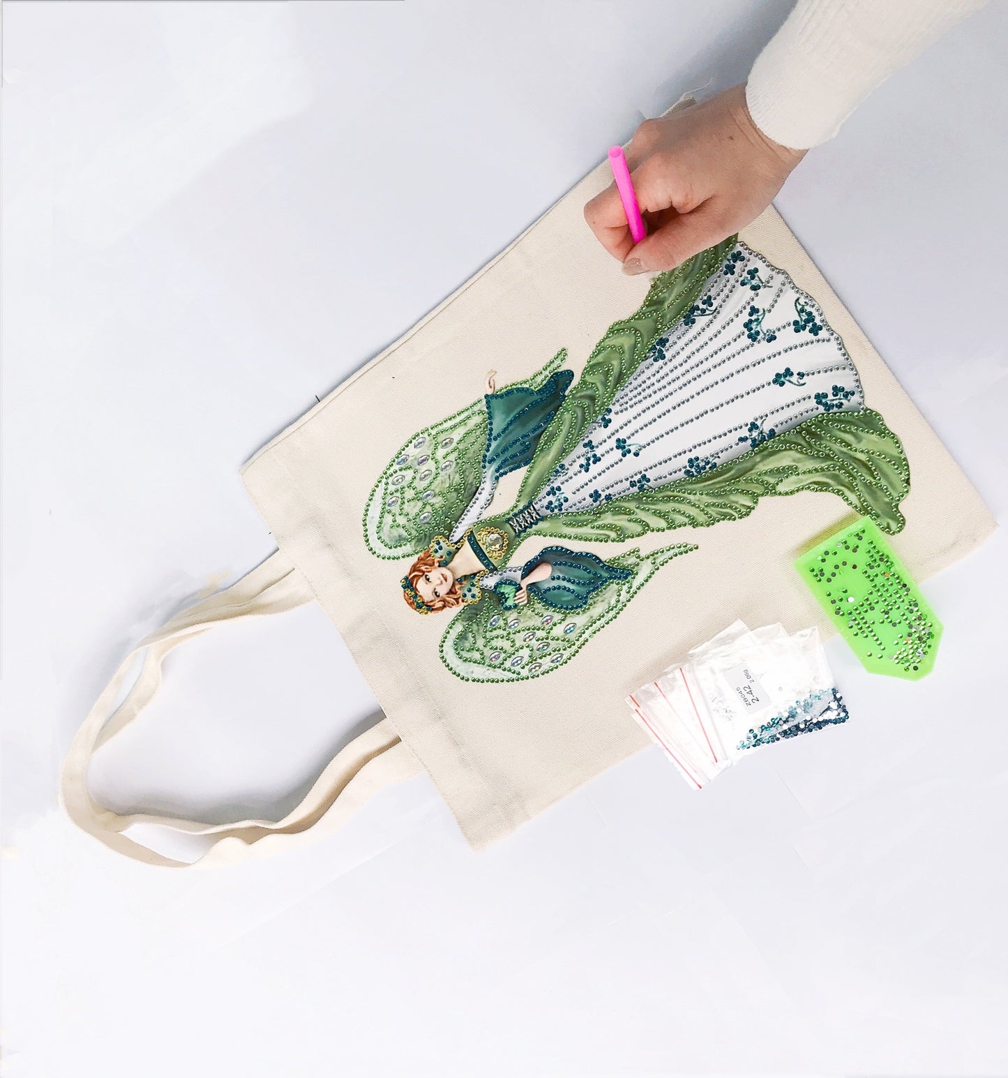 DIY Rhinestone Diamond Painting Angel Tote Bag