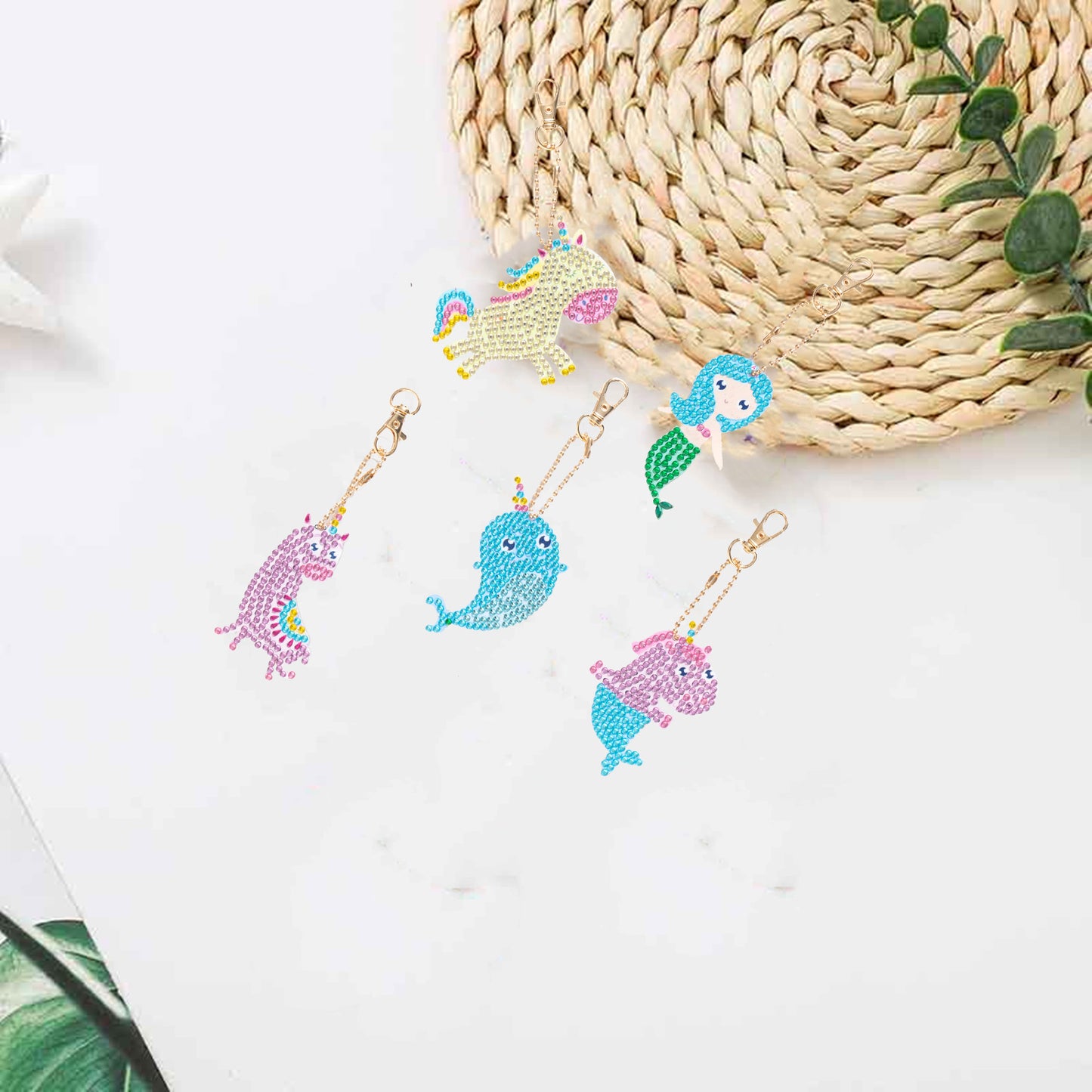 DIY keychain | Mermaid | Double-sided | Five Piece Set