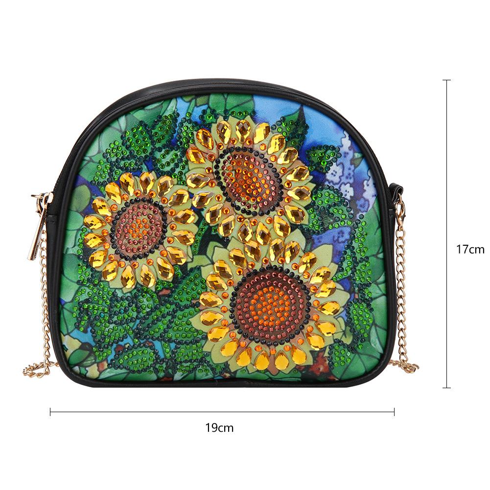 DIY sunflower shaped diamond painting one-shoulder chain lady bag