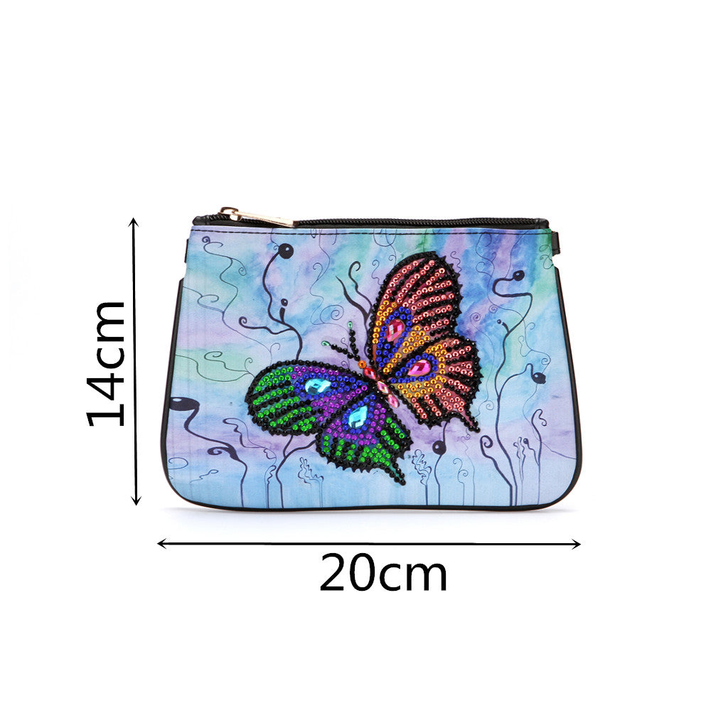 DIY Butterfly Special Shaped Diamond Painting Wristlet Wallet Women Clutch Mosaic Bag