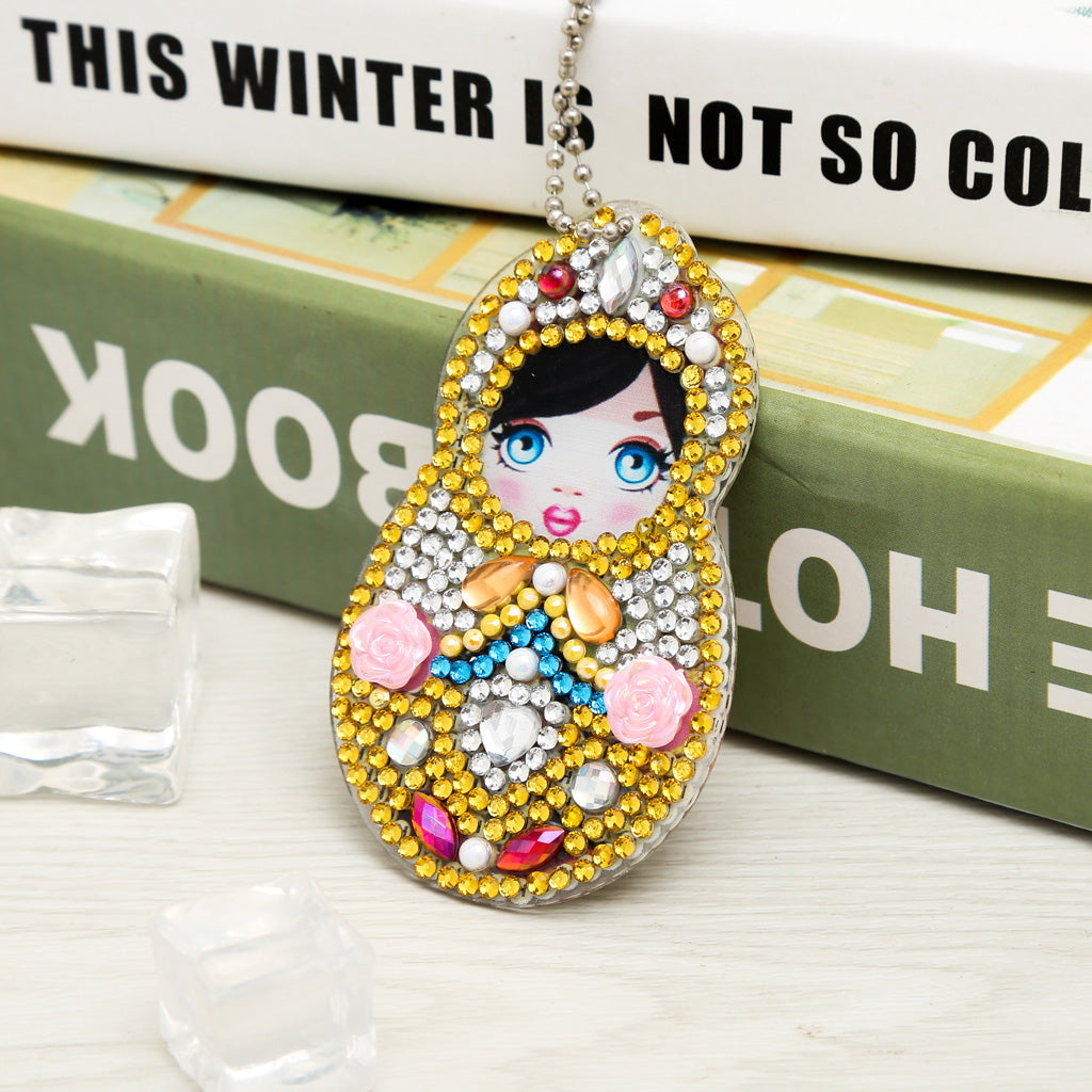 5pcs DIY Girl Sets Special Shaped Full Drill Diamond Painting Key Chain with Key Ring Jewelry Gifts for Girl Bags