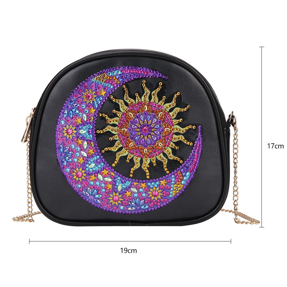 DIY moon shaped diamond painting one-shoulder chain lady bag