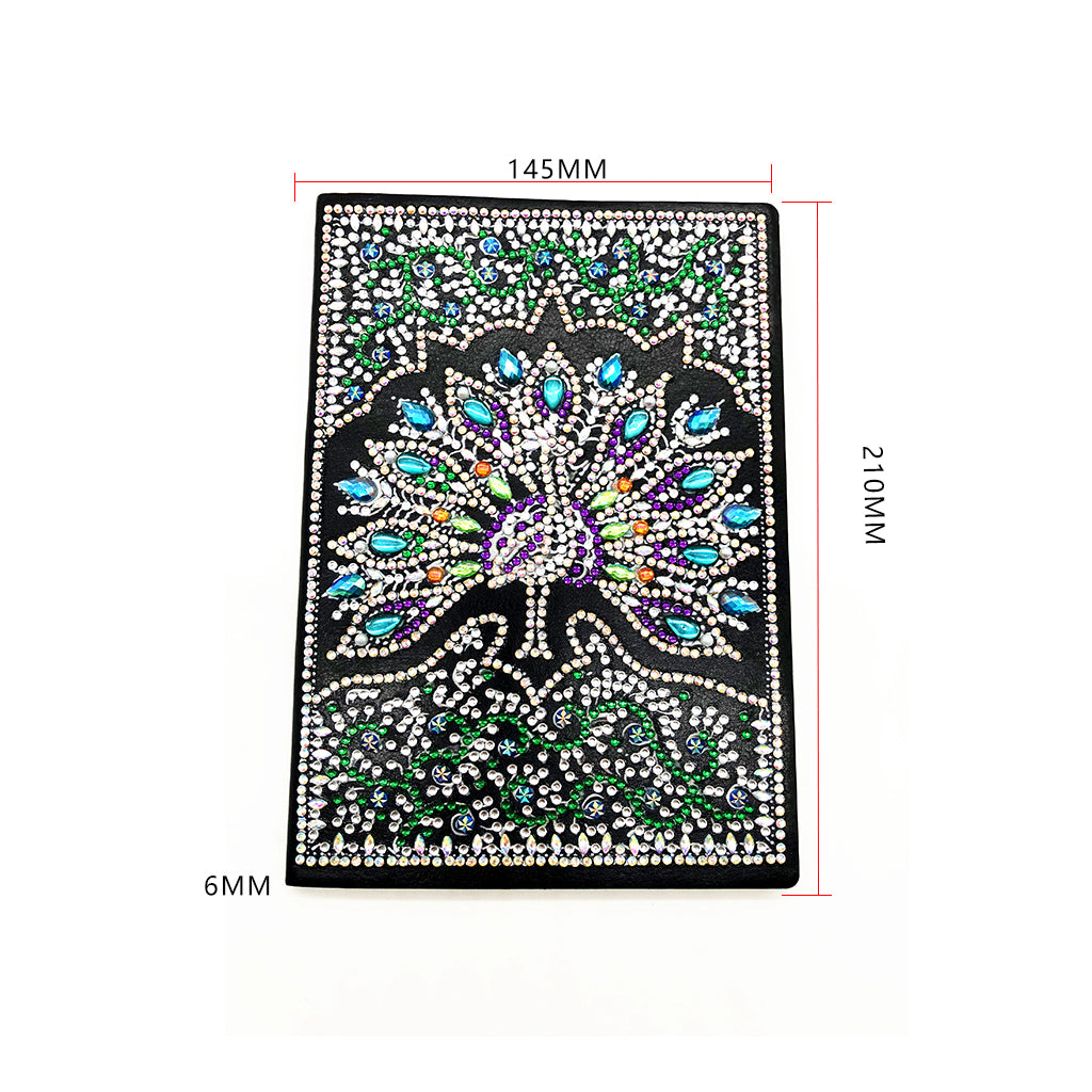 A5 5D Notebook DIY Part Special Shape Rhinestone Diary Book | Peacock