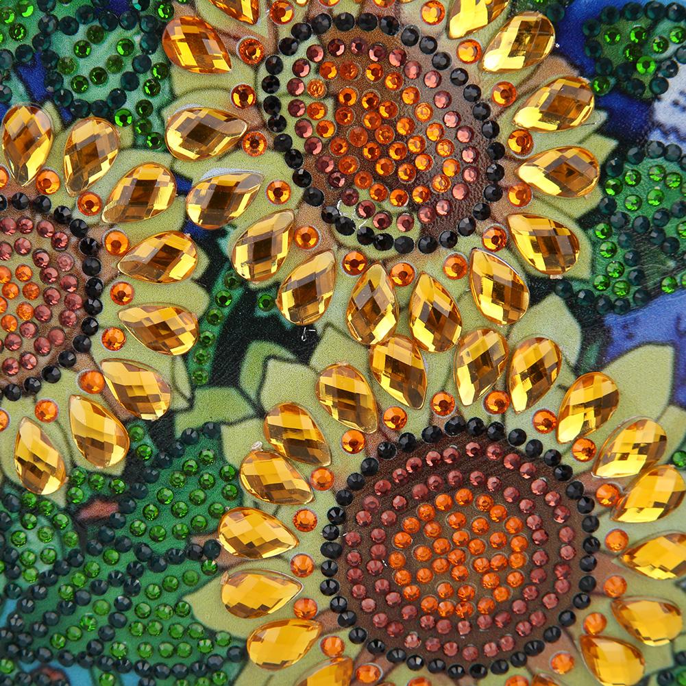 DIY sonnenblumenförmige Diamantmalerei-Damentasche mit einer Schulterkette