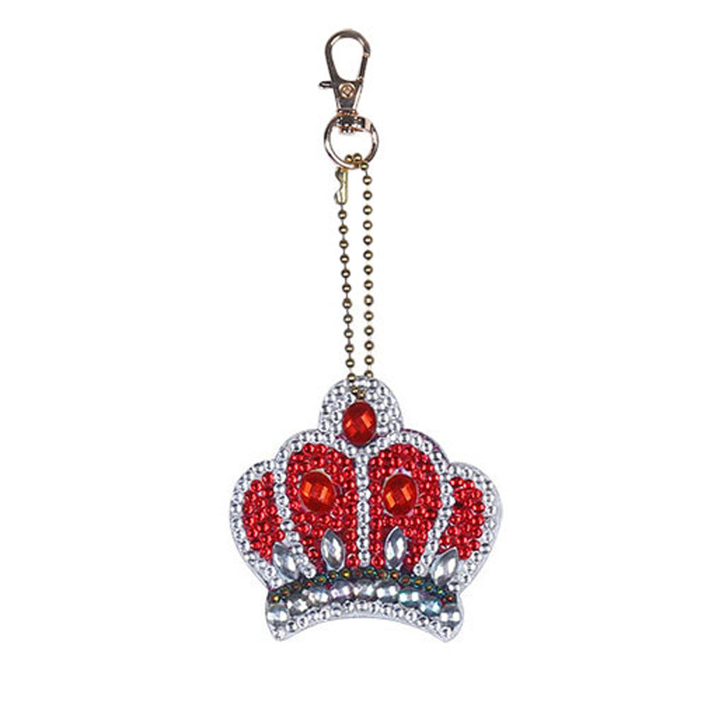 5pcs DIY Crown Sets Special Shaped Full Drill Diamond Painting Key Chain with Key Ring Jewelry Gifts for Girl Bags