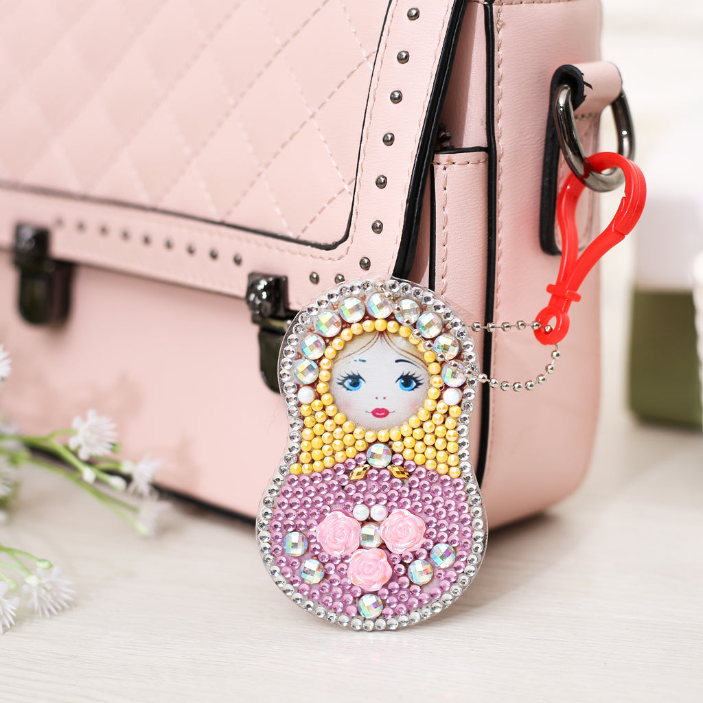 5 pièces bricolage fille ensembles en forme spéciale pleine perceuse diamant peinture porte-clés avec porte-clés bijoux cadeaux pour fille sacs 