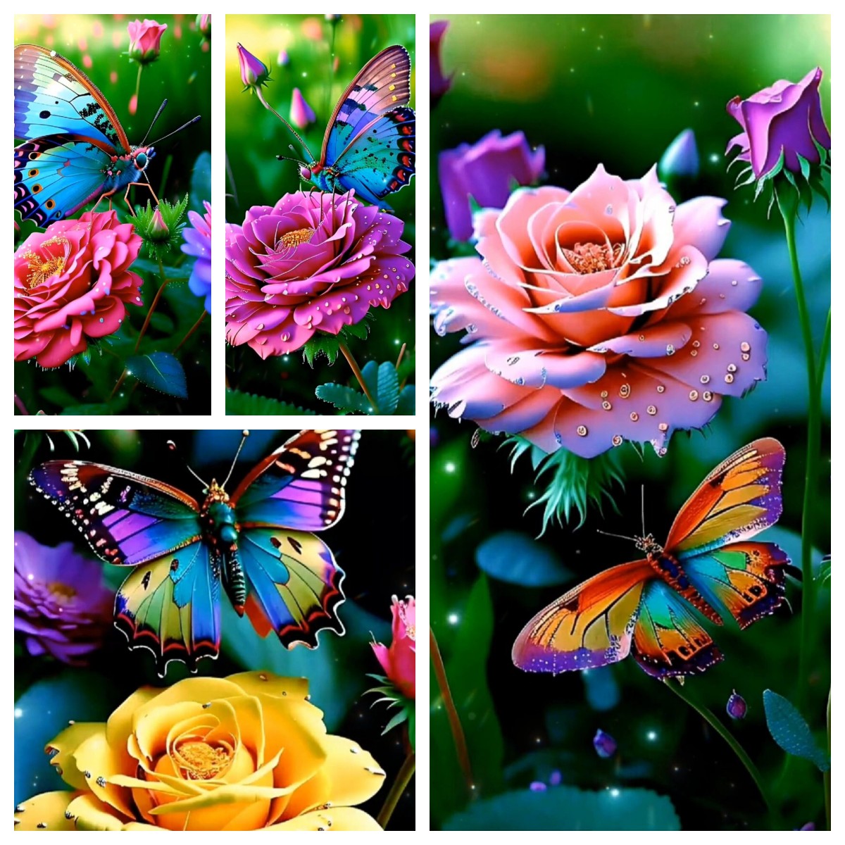 Kits complets de peinture diamant rond/carré | Fleurs et papillons