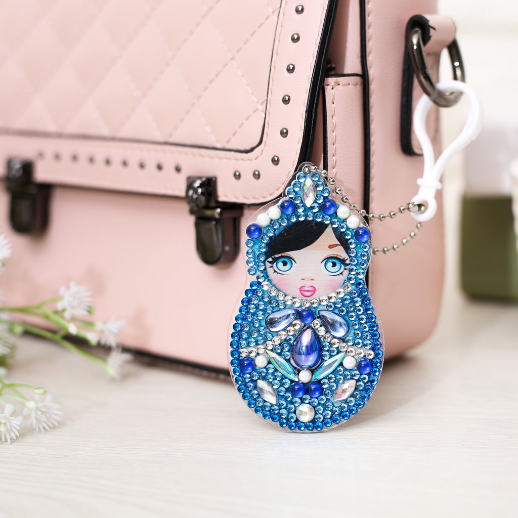 5 pièces bricolage fille ensembles en forme spéciale pleine perceuse diamant peinture porte-clés avec porte-clés bijoux cadeaux pour fille sacs 