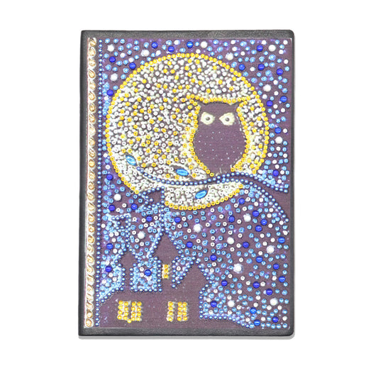 A5 5D Notebook DIY Part Special Shape Rhinestone Diary Book | Owl and Moon