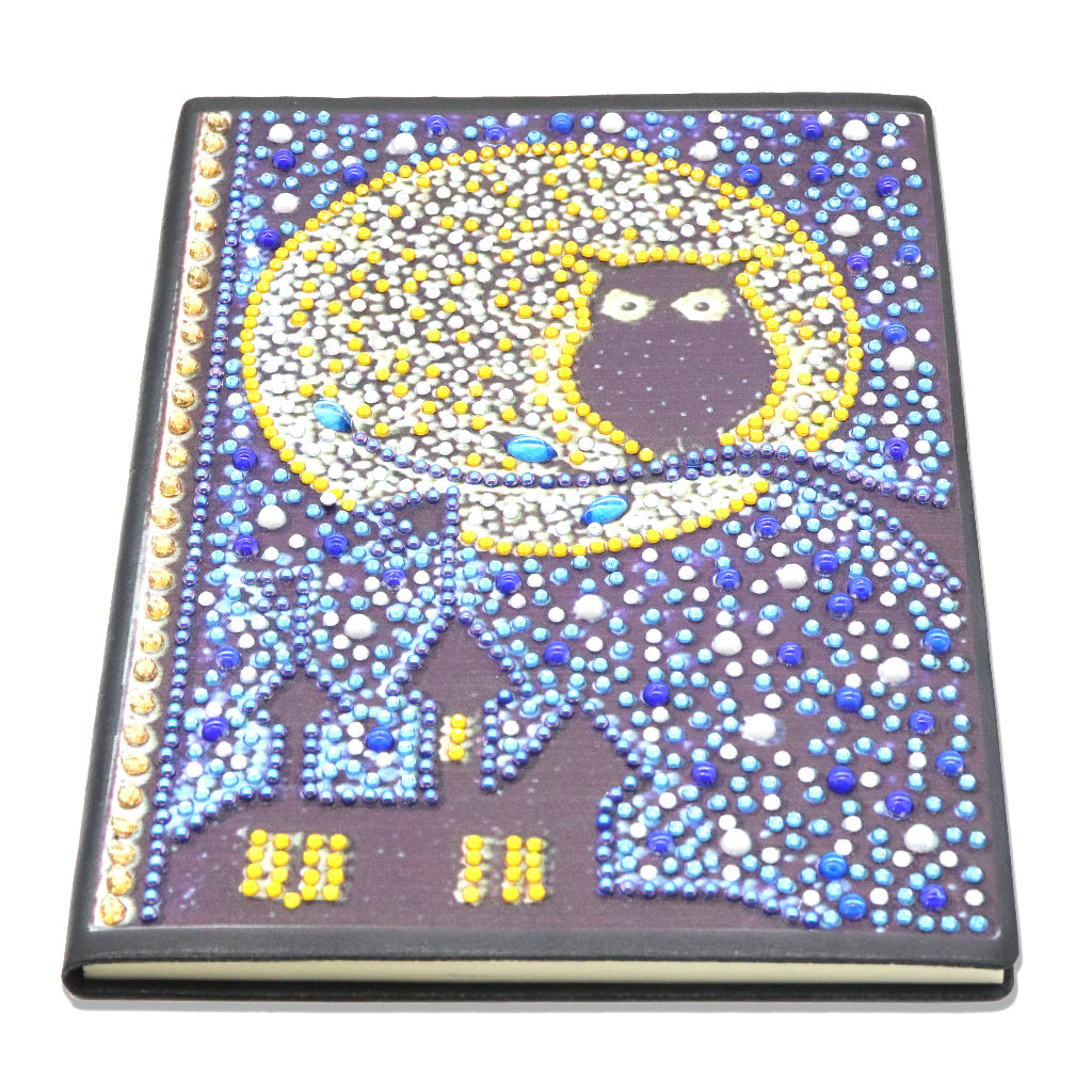 A5 5D Notebook DIY Partie Forme Spéciale Strass Journal Journal | Hibou et lune