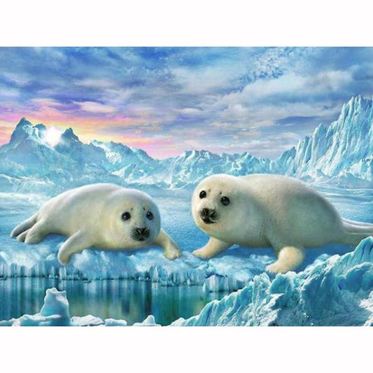 White seal | Full Round Diamond Painting Kits