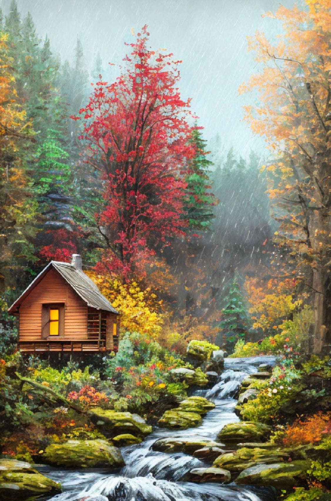 Full Round/Square Diamond Painting Kits |  Cabin In The Woods