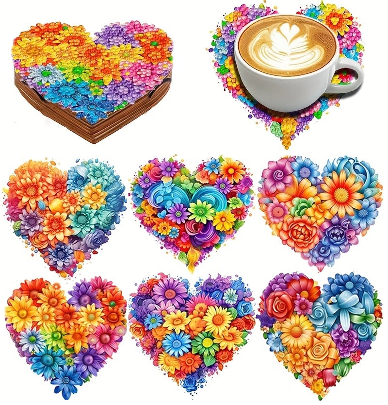 6 pcs set DIY Special Shaped Diamond Painting Coaster  | love（no holder）