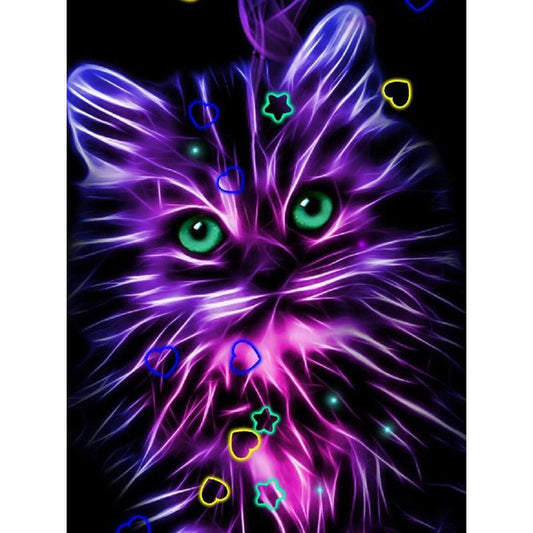 Chat violet | Kits complets de peinture au diamant rond