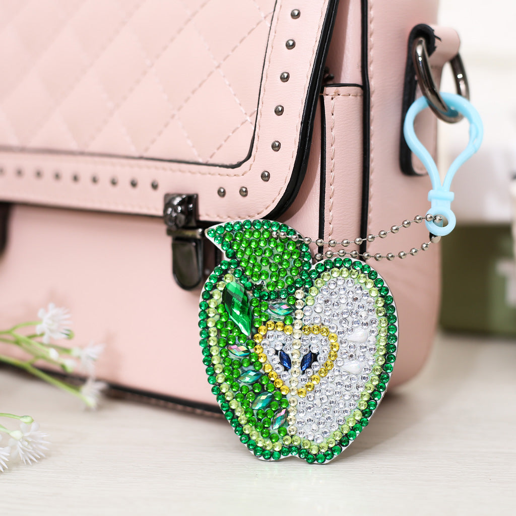 5 pièces bricolage ensembles de fruits en forme spéciale pleine perceuse diamant peinture porte-clés avec porte-clés bijoux cadeaux pour fille sacs 