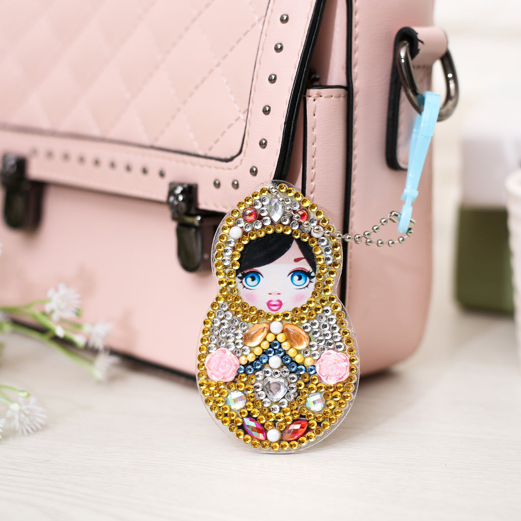 5pcs DIY Girl Sets Special Shaped Full Drill Diamond Painting Key Chain with Key Ring Jewelry Gifts for Girl Bags