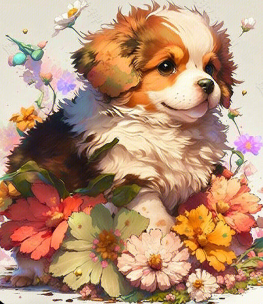 Full Round/Square Diamond Painting Kits | Flower and Dog Collection