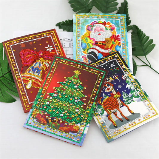 4 Pcs Set DIY Diamond Painting Christmas Greeting Cards