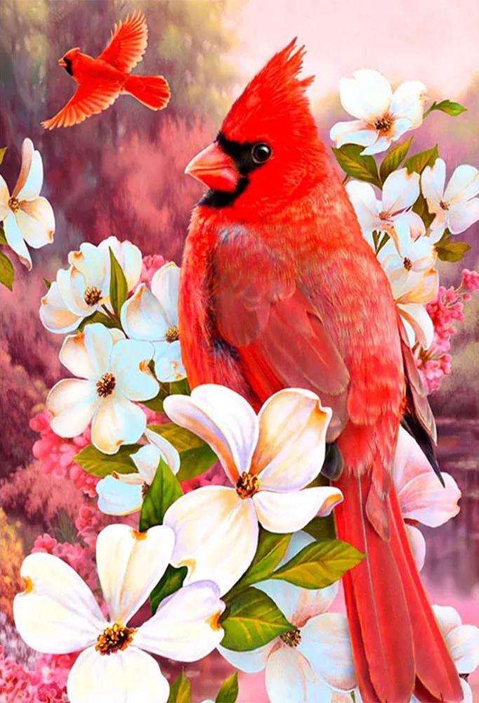Roter Papagei | Vollständige runde Diamant-Malkits 