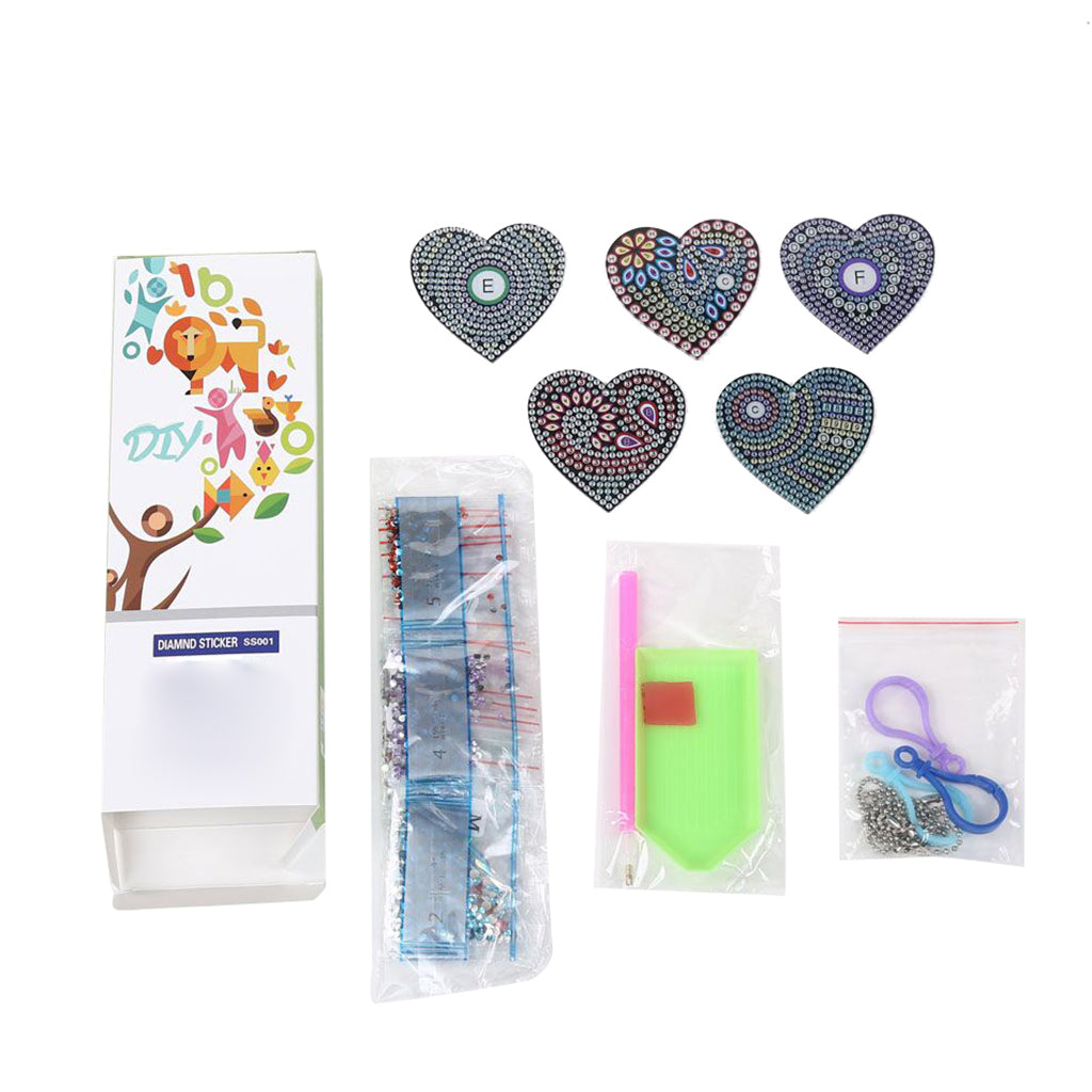 5pcs DIY Love Sets Special Shaped Full Drill Diamond Painting Key Chain with Key Ring Jewelry Gifts for Girl Bags