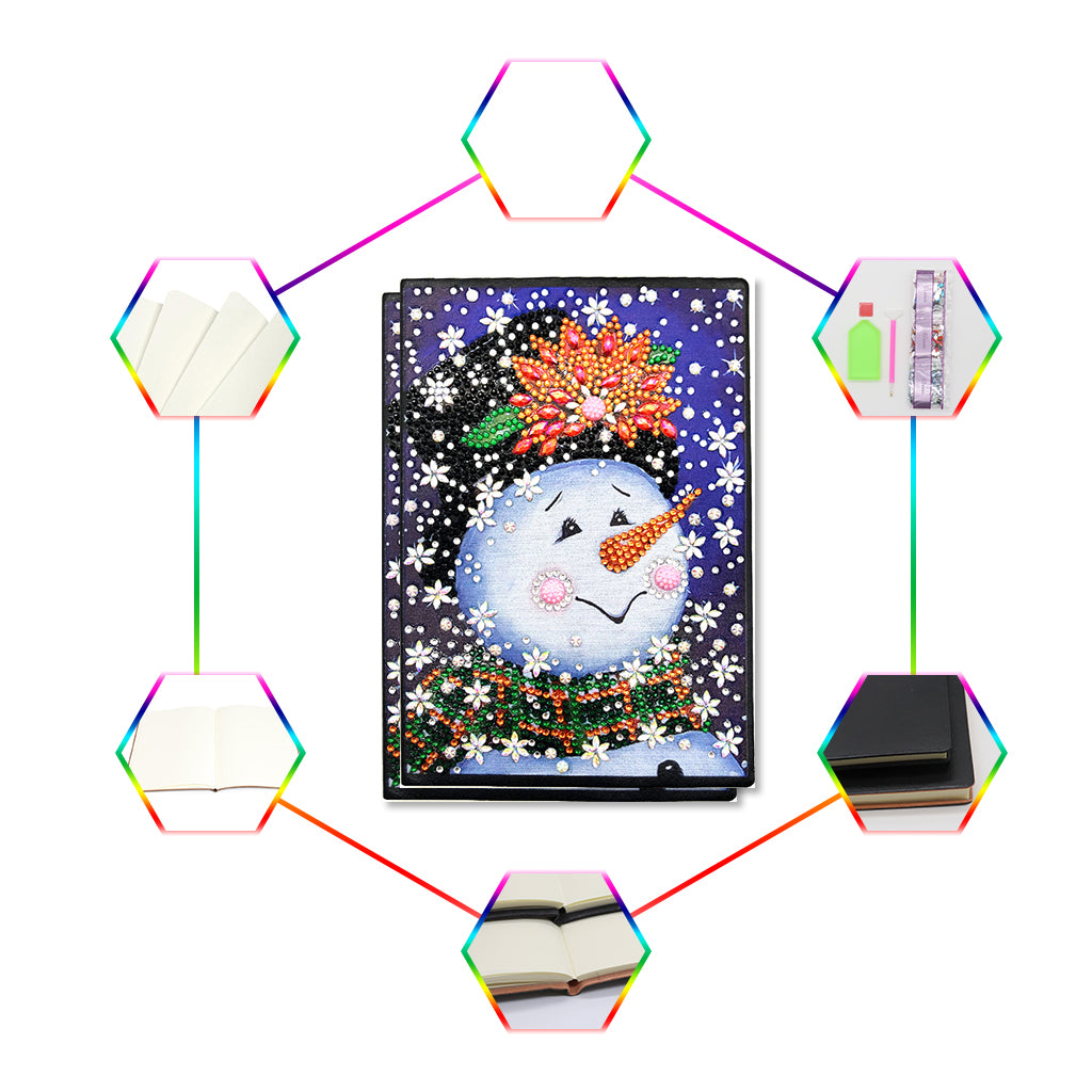 A5 5D Notebook DIY Part Special Shape Rhinestone Diary Book | Snowman