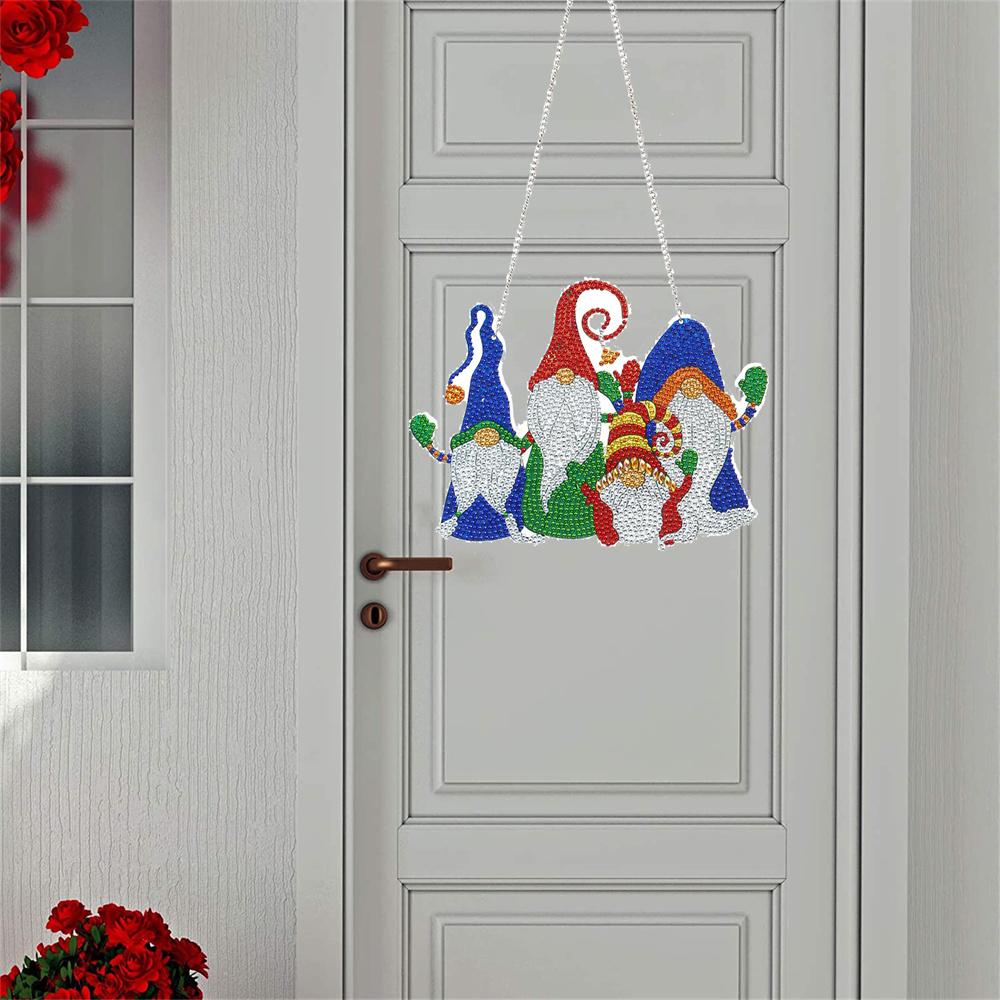 Décoration murale de porte de Noël pendentif diamant bricolage | Nains de Noël