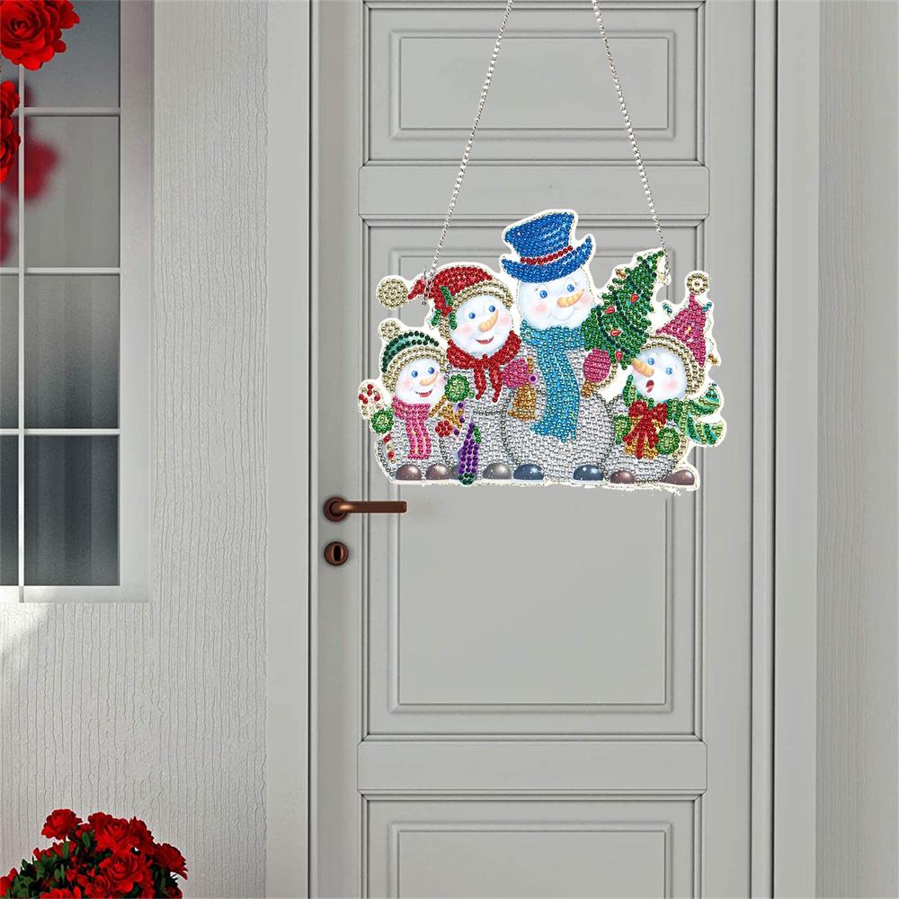 Décoration murale de porte de Noël pendentif diamant bricolage | Bonhomme de neige de Noël