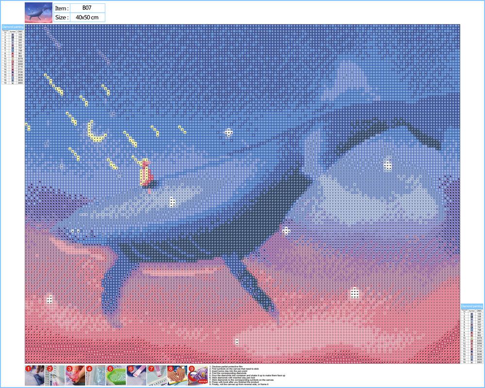 Round full diamond diamond painting  |  whale