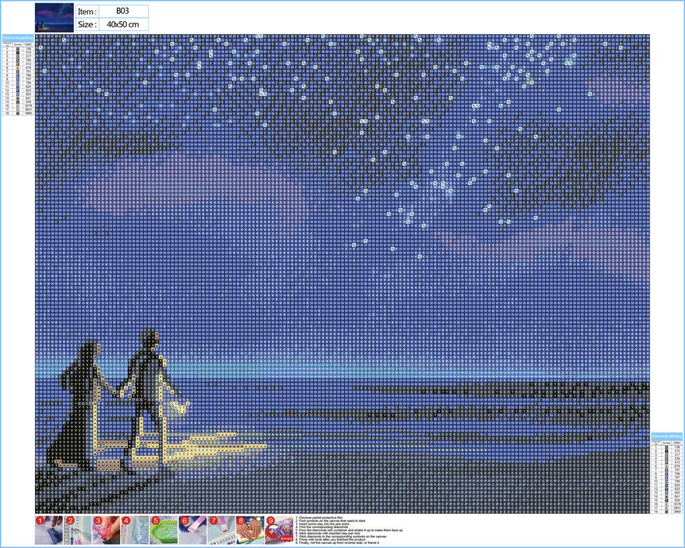 Round full diamond diamond painting  |  Couple under the stars