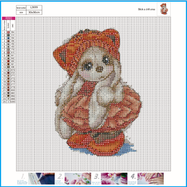 Round Drill Diamond Painting | Cute bunny | 30x30CM