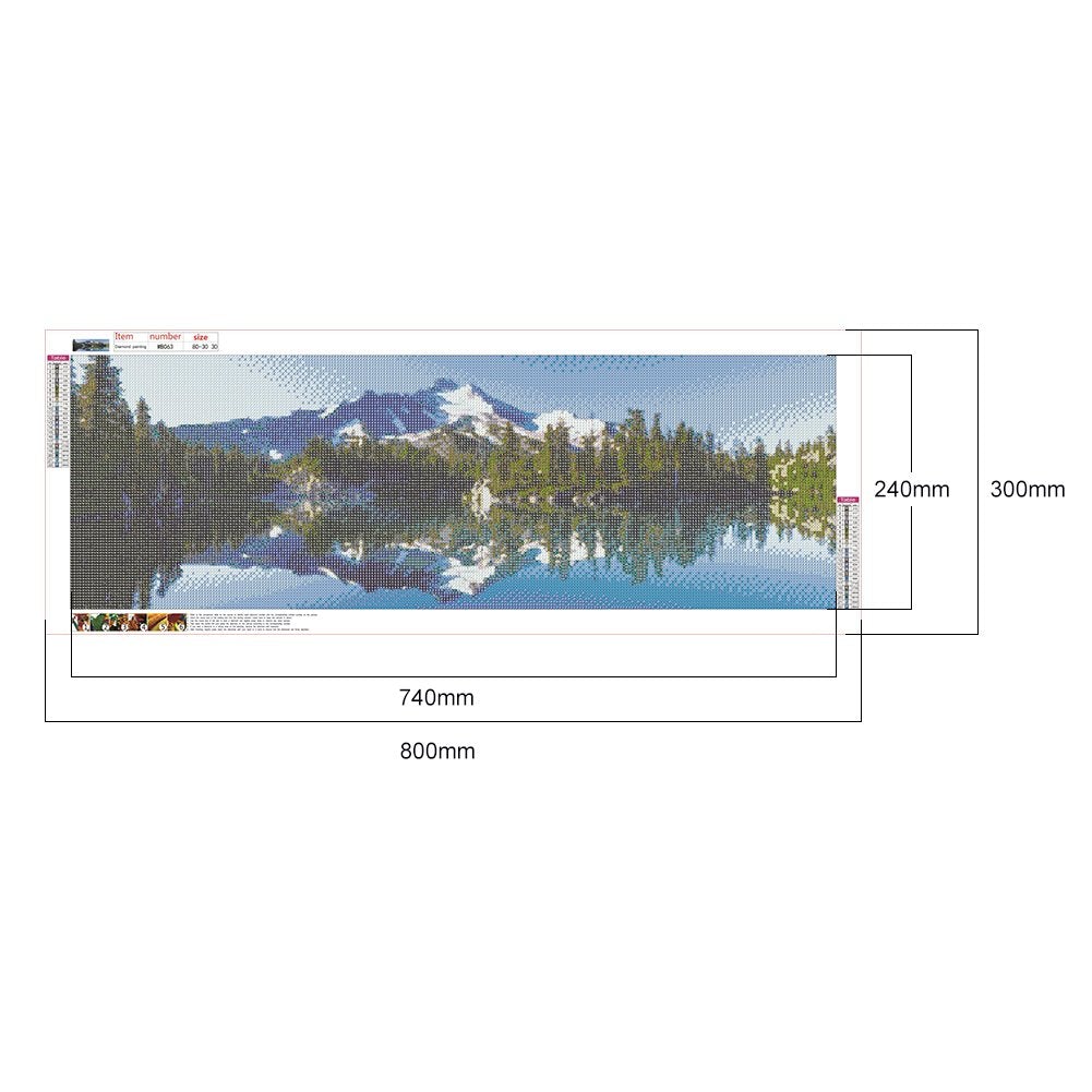 Seeblick auf den Schneeberg | Vollständige runde Diamond Painting Kits | 30 x 80 cm