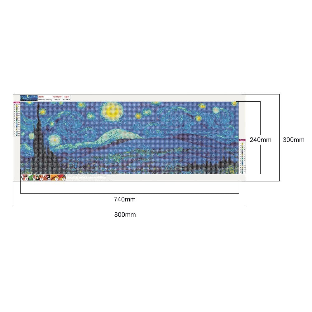 Van Gogh Sternenhimmel | Vollständige runde Diamond Painting Kits | 30 x 80 cm