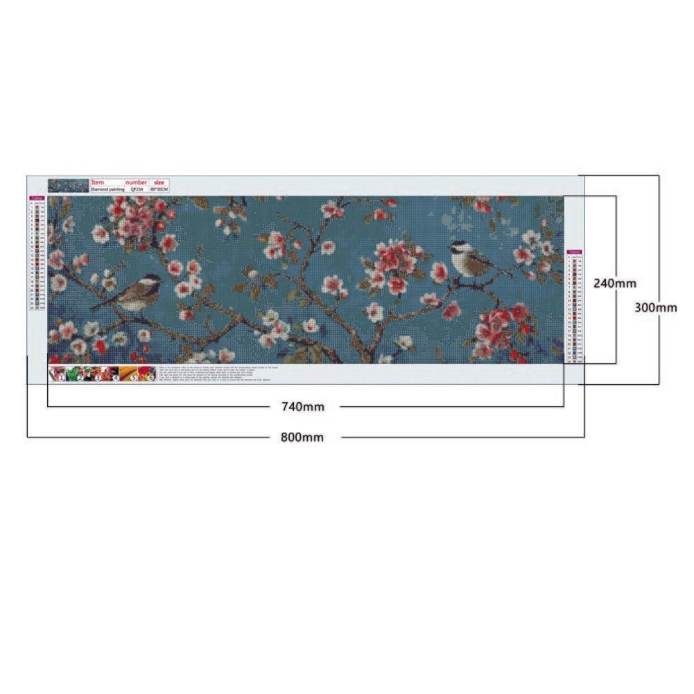 Flowers and birds | Full Round Diamond Painting Kits | 30 x 80cm