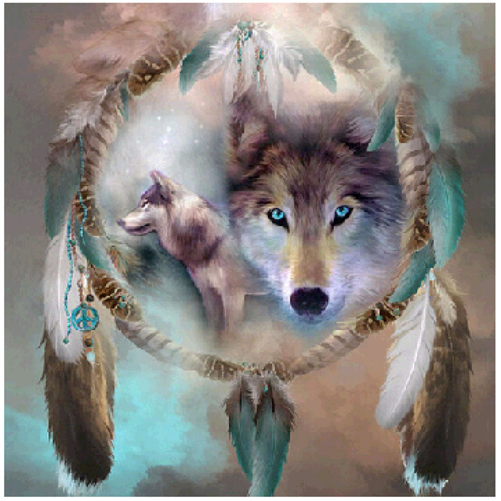 Dream Catcher Wolf | Full Round Diamond Painting Kits