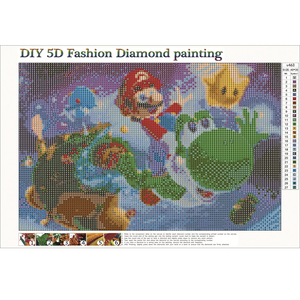 Mario | Kits complets de peinture au diamant rond 