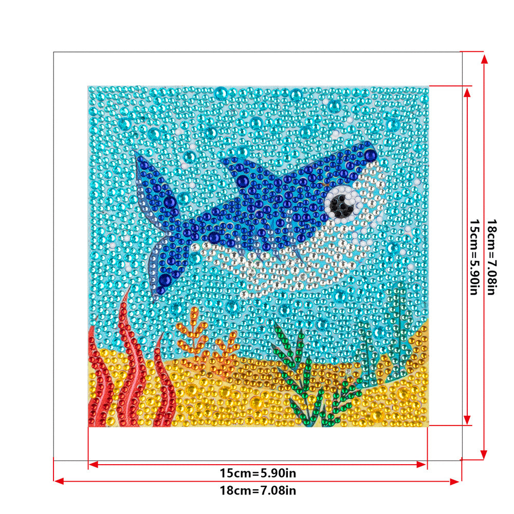 Série pour enfants-| requin | Cristal strass plein diamant peint-(sans cadre)