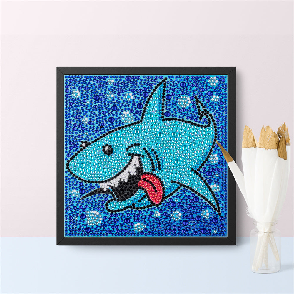 Série pour enfants-| requin | Cristal strass plein diamant peint-(sans cadre)